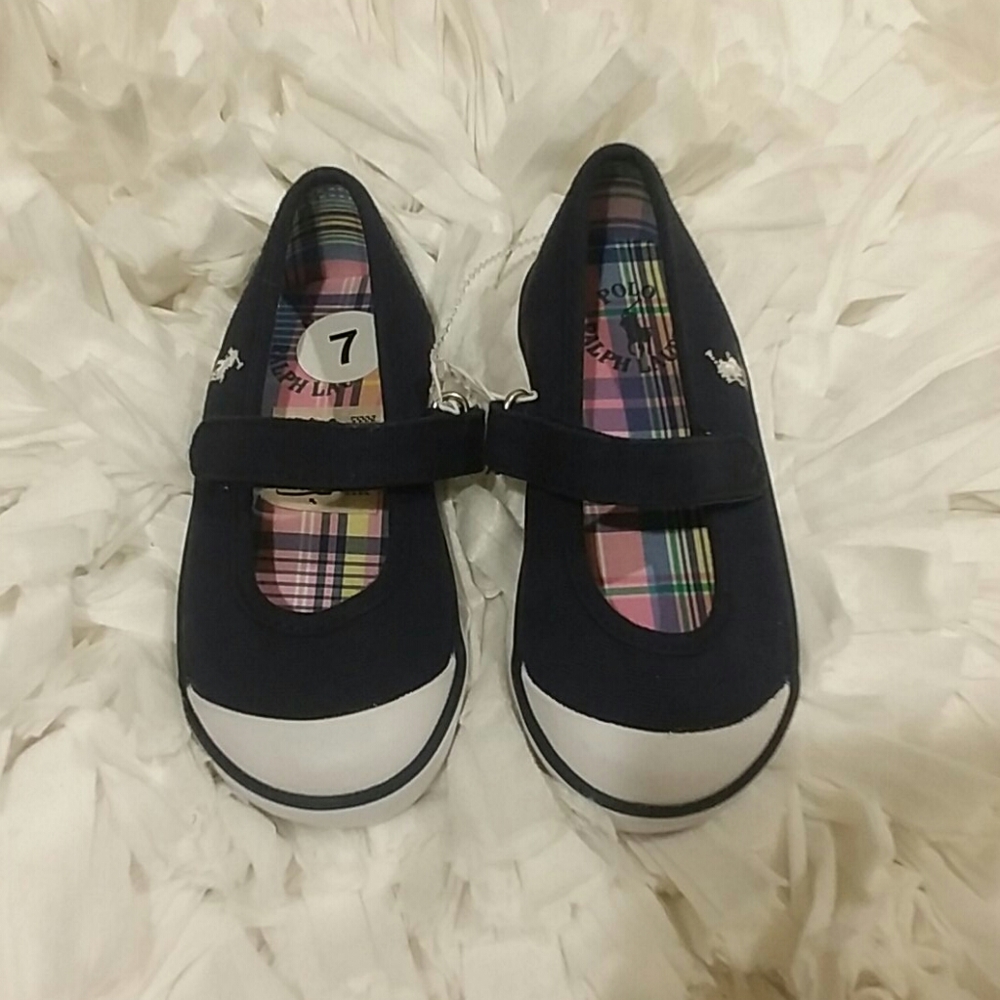 Polo Ralph Lauren Girls Blue Mary Janes Sneakers 7 - Picture 6 of 15